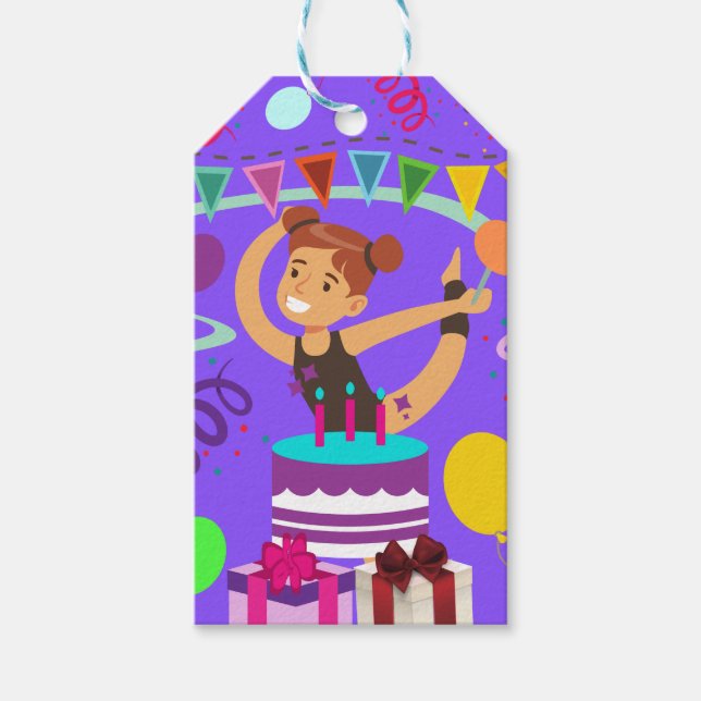 Etiqueta Para Presente Festa de aniversário de ginástica (Frente)