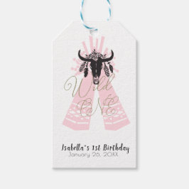 Etiqueta Para Presente Festa de Aniversário de Meninas Pink & Black Boho 