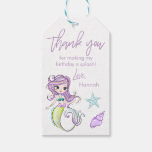 Etiqueta Para Presente Festa de aniversário De Peixe-Frio Mermaid Obriga