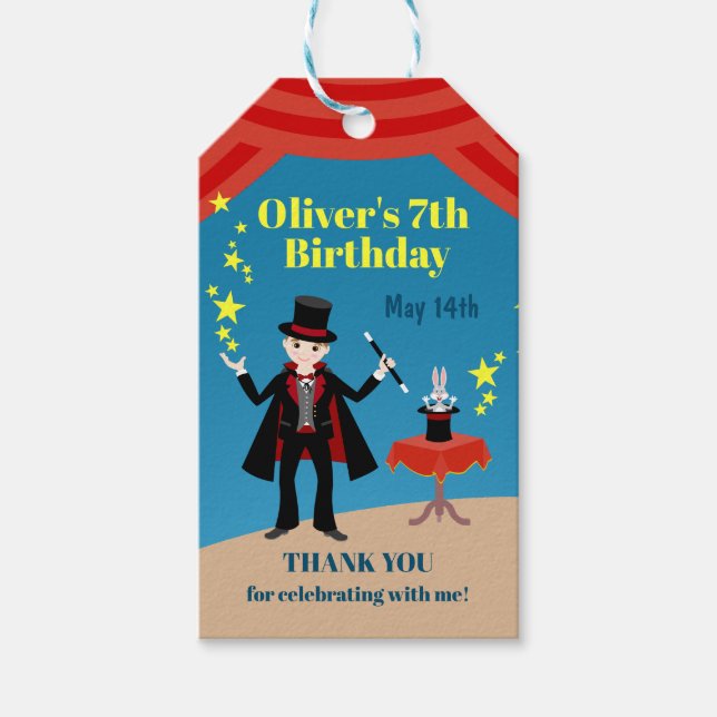Etiqueta Para Presente Festa de aniversário de show do mago (Frente)