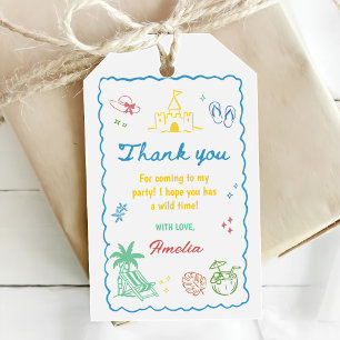 Etiqueta Para Presente Festa de Aniversário de Verão Tropical na Praia