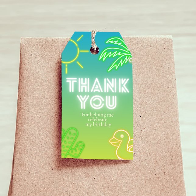 Etiqueta Para Presente Festa de Aniversário do Menino na Piscina  (Boy Birthday Pool Party Gift Tag Favor Tag)