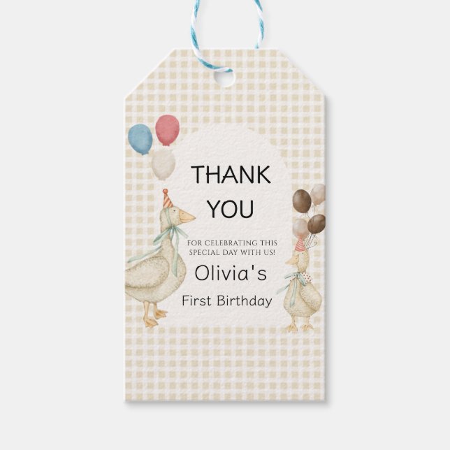 Etiqueta Para Presente Festa de Aniversário do Patinho Engraçado Cute One (Frente)