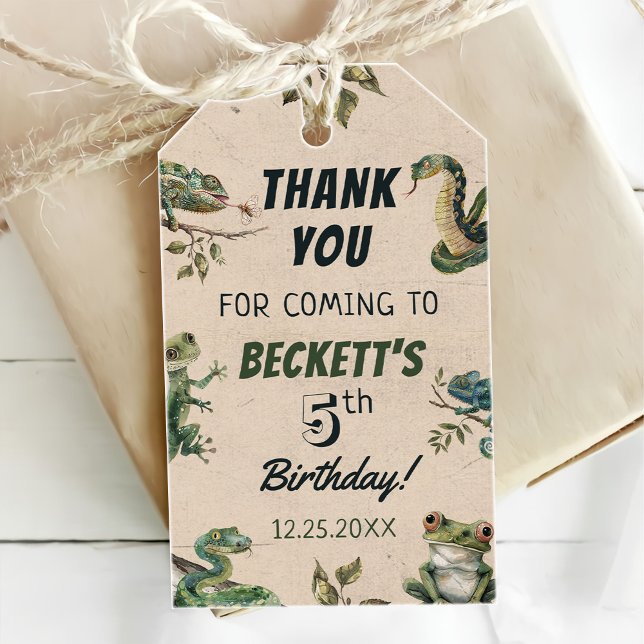 Etiqueta Para Presente Festa de aniversário do Reptile Themed Kid (Criador carregado)