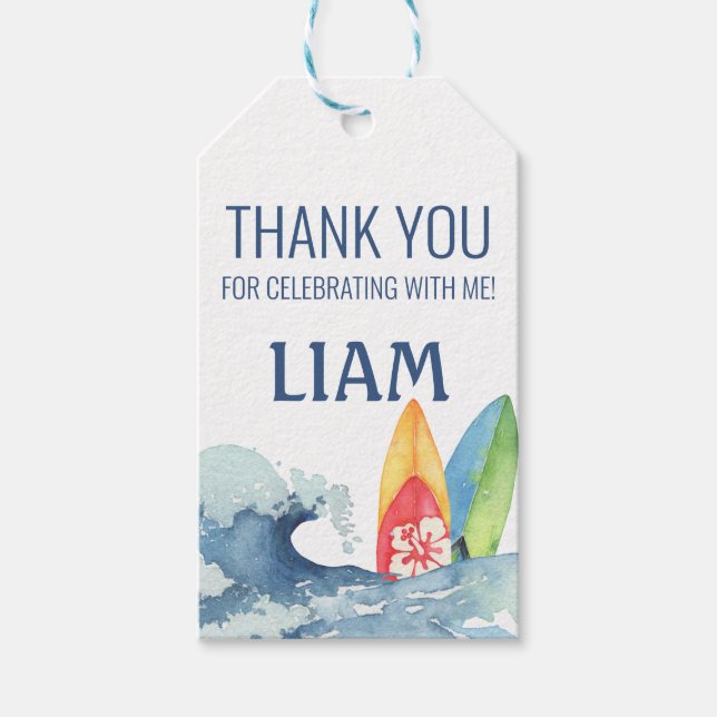 Etiqueta Para Presente Festa de aniversário do Surf Retroativo Agradecemo (Frente)