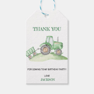 Etiqueta Para Presente Festa de aniversário do Trator Verde