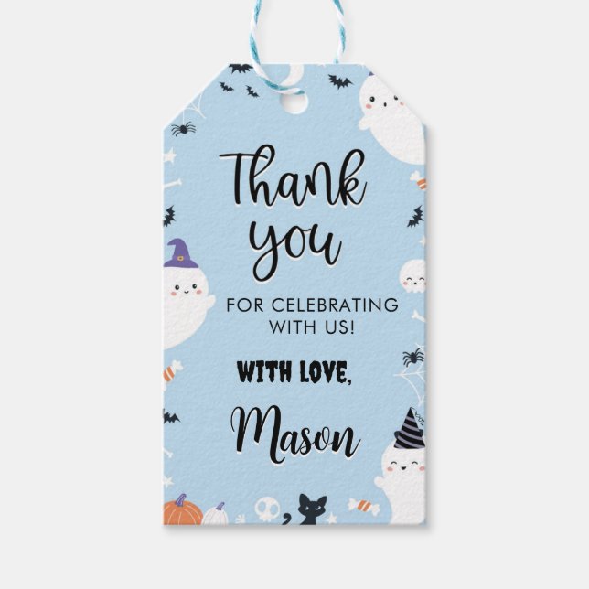 Etiqueta Para Presente Festa de aniversário Fantasma Obrigado (Frente)