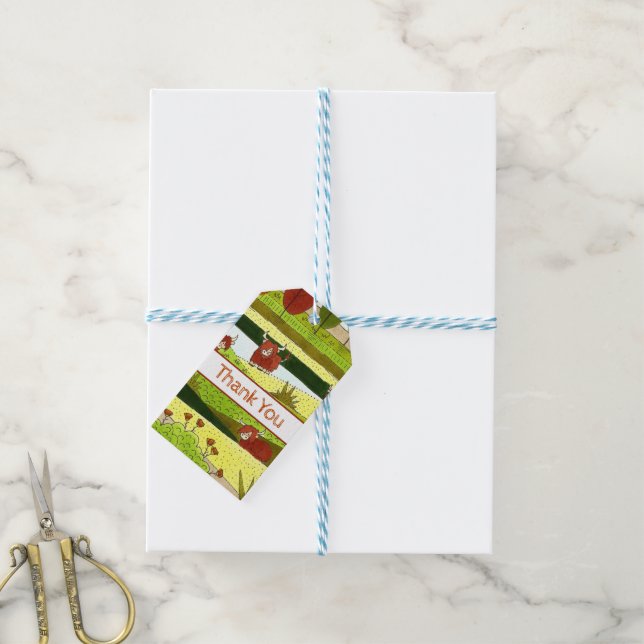 Etiqueta Para Presente Festa de Aniversário Fazenda Kids Highland Cows (Com cordão)