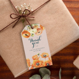 Etiqueta Para Presente Festa de aniversário Floral Russo Laranja Cor-de-R