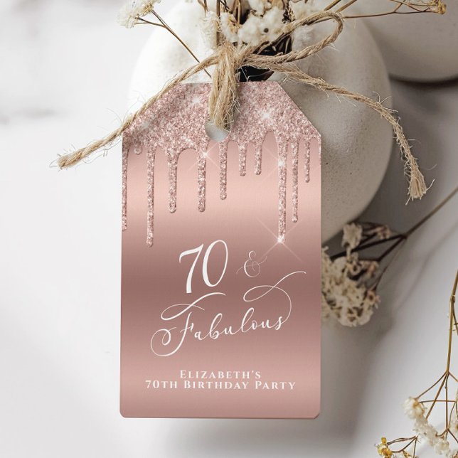 Etiqueta Para Presente Festa de aniversário Glitter 70 Dourada Obrigado (Criador carregado)