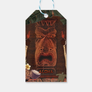 Etiqueta Para Presente Festa de aniversário havaiana de Tiki Aloha Luau