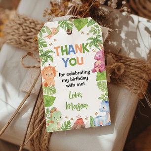 Etiqueta Para Presente Festa de aniversário Jungle Dinosaur, Obrigado