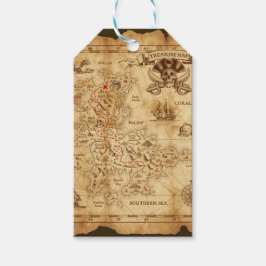 Etiqueta Para Presente Festa de Aniversário Mapa do Tesouro Pirata Antigo