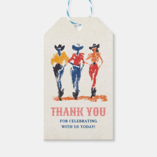 Etiqueta Para Presente Festa de aniversário Moderno Yeehaw Cowgirl Obriga