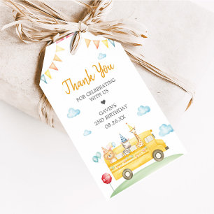 Etiqueta Para Presente Festa de Aniversário no Ônibus Escolar Amarelo