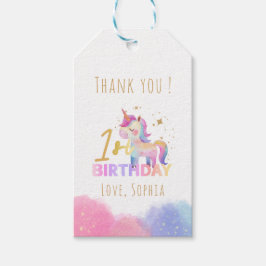 Etiqueta Para Presente Festa de aniversário Pastel Unicorn Obrigado