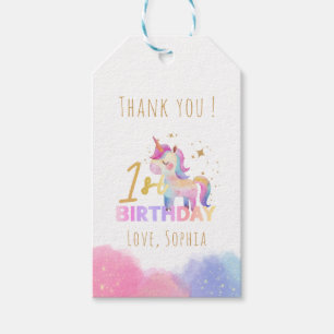 Etiqueta Para Presente Festa de aniversário Pastel Unicorn Obrigado