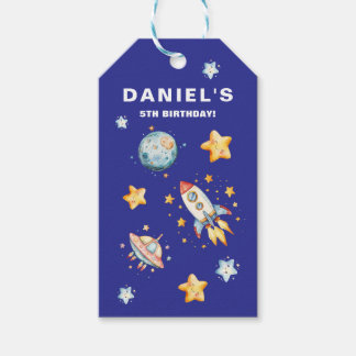 Etiqueta Para Presente Festa de Aniversário Personalizada com Tema Espaci