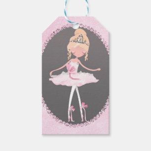 Etiqueta Para Presente Festa de Aniversário Pink & Grey Couture Bailarina