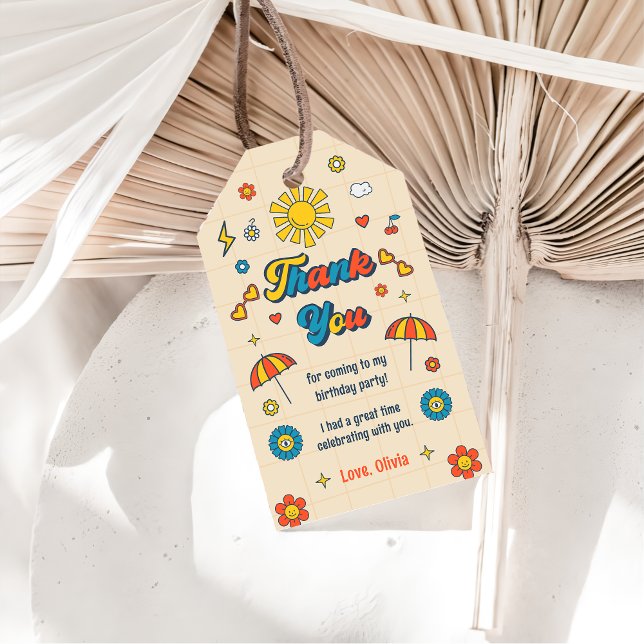 Etiqueta Para Presente Festa de aniversário Retroativa Groovy Obrigado Et (Criador carregado)