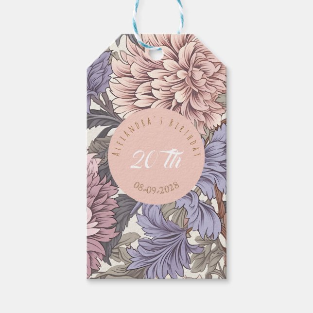 Etiqueta Para Presente Festa de aniversário romântica de classe botânica (Frente)