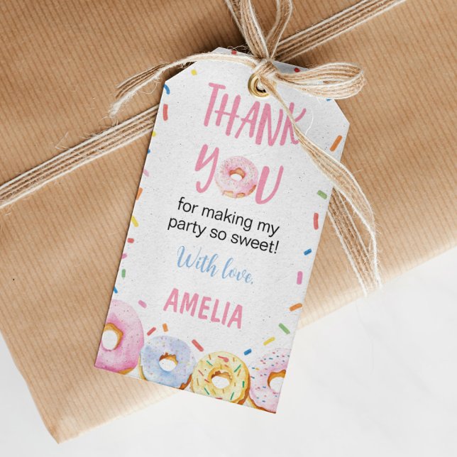 Etiqueta Para Presente Festa de aniversário rosa Rosquinha Obrigado Etiqu (Criador carregado)