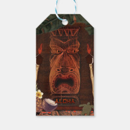 Etiqueta Para Presente Festa de Aniversário Vintage Tiki Aloha Luau Havai