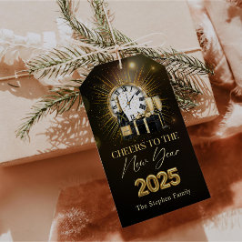 Etiqueta Para Presente Festa de Ano Novo 2025 Champanhe Dourado