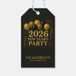 Etiqueta Para Presente Festa de Ano Novo 2026 Preto e Dourado