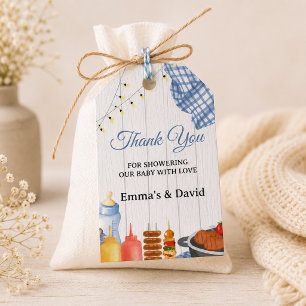 Etiqueta Para Presente Festa de Bebê Baby-Q Menino Rustic BBQ