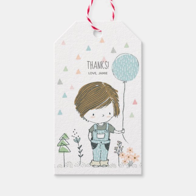 Etiqueta Para Presente Festa de cabelo castanho. Obrigado. (Frente)