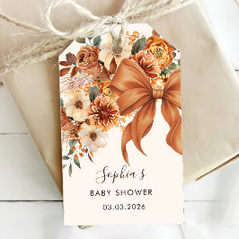 Etiqueta Para Presente Festa de Chá de Bebê Floral Boho Rústico de Outono
