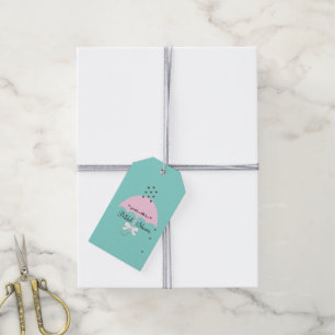 Etiqueta Para Presente Festa de Chuva Teal Azul e Rosa Espalhe Amor