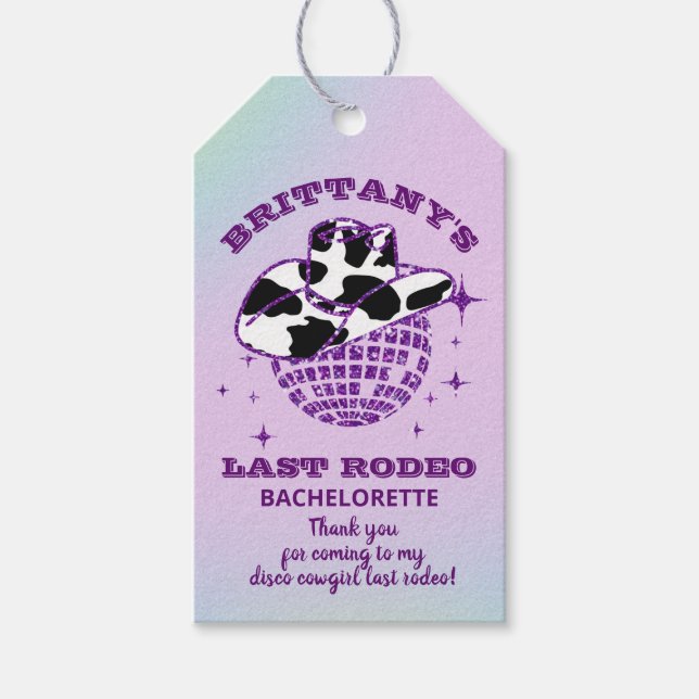 Etiqueta Para Presente Festa de Despedida de Solteira Retro Disco Cowgirl (Frente)