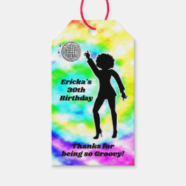 Etiqueta Para Presente Festa de Disco Tie Dye Aniversário Adulto Groovy