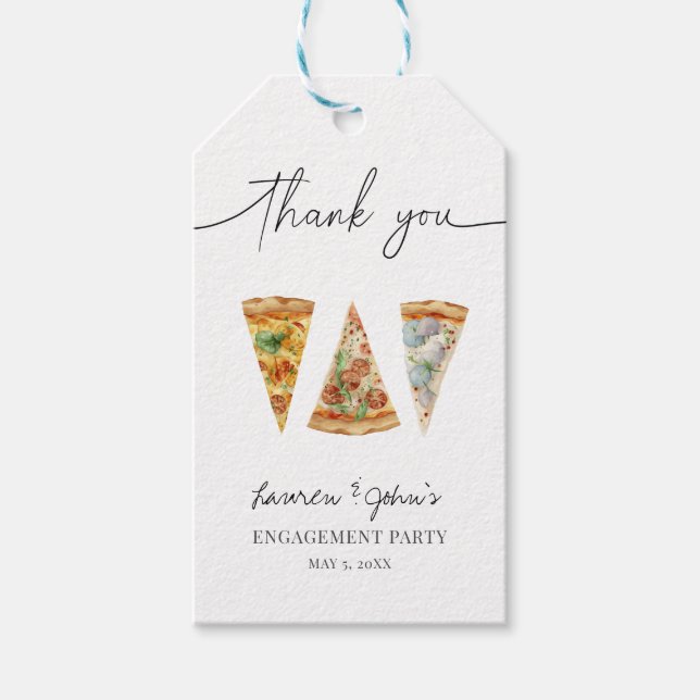 Etiqueta Para Presente Festa de Engajamento Amor e Pizza (Frente)