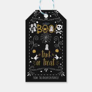 Etiqueta Para Presente Festa de Fantasia de Halloween com Roupas Desenhad