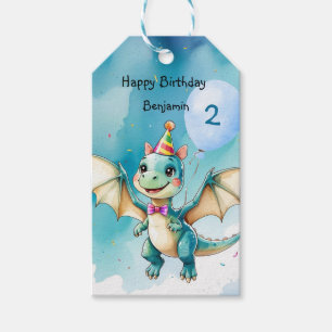 Etiqueta Para Presente Festa de Feliz Aniversário do Bonito Raio Dinossau