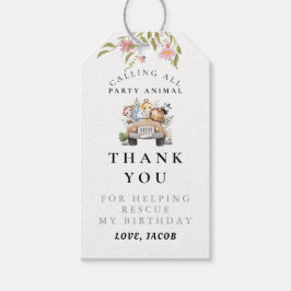 Etiqueta Para Presente Festa de Flores Selvagens Aniversário Animal Obrig