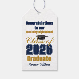 Etiqueta Para Presente Festa de Graduação da Turma de 2026 Azul Marinho D