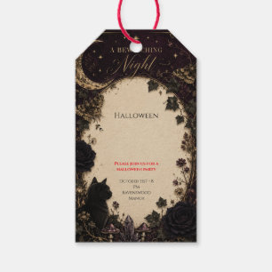 Etiqueta Para Presente Festa de Halloween Gótica Rosas, Murta Escura, Mar