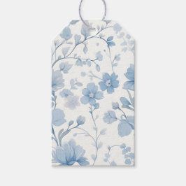 Etiqueta Para Presente Festa de Jardim Caprichosa Floral Azul Elegante