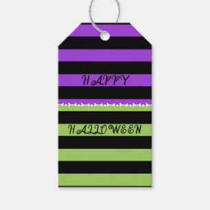 Etiqueta Para Presente Festa de Listra de Halloween Verde Roxo & Preto