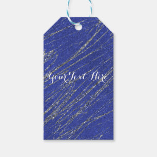 Etiqueta Para Presente Festa de Listra de Mármore Glam Moderno Azul e Pra