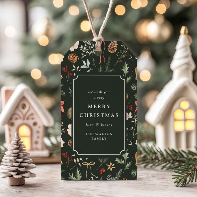 Etiqueta Para Presente Festa de Natal Botânica de Inverno (Criador carregado)