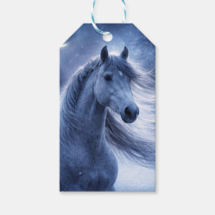 Etiqueta Para Presente Festa de Natal Cavalo Bonito à Noite
