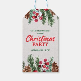 Etiqueta Para Presente Festa de Natal da Família em Foto Vintage Verde e