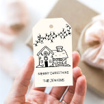 Etiqueta Para Presente Festa de Natal do Funny Drawn Gingerbird House<br><div class="desc">Festa de Natal do Funny Drawn Gingerbird House</div>