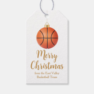 Etiqueta Para Presente Festa de Natal do Time de Basquete Chic Personaliz