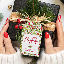 Etiqueta Para Presente Festa de Natal Greenery Berries